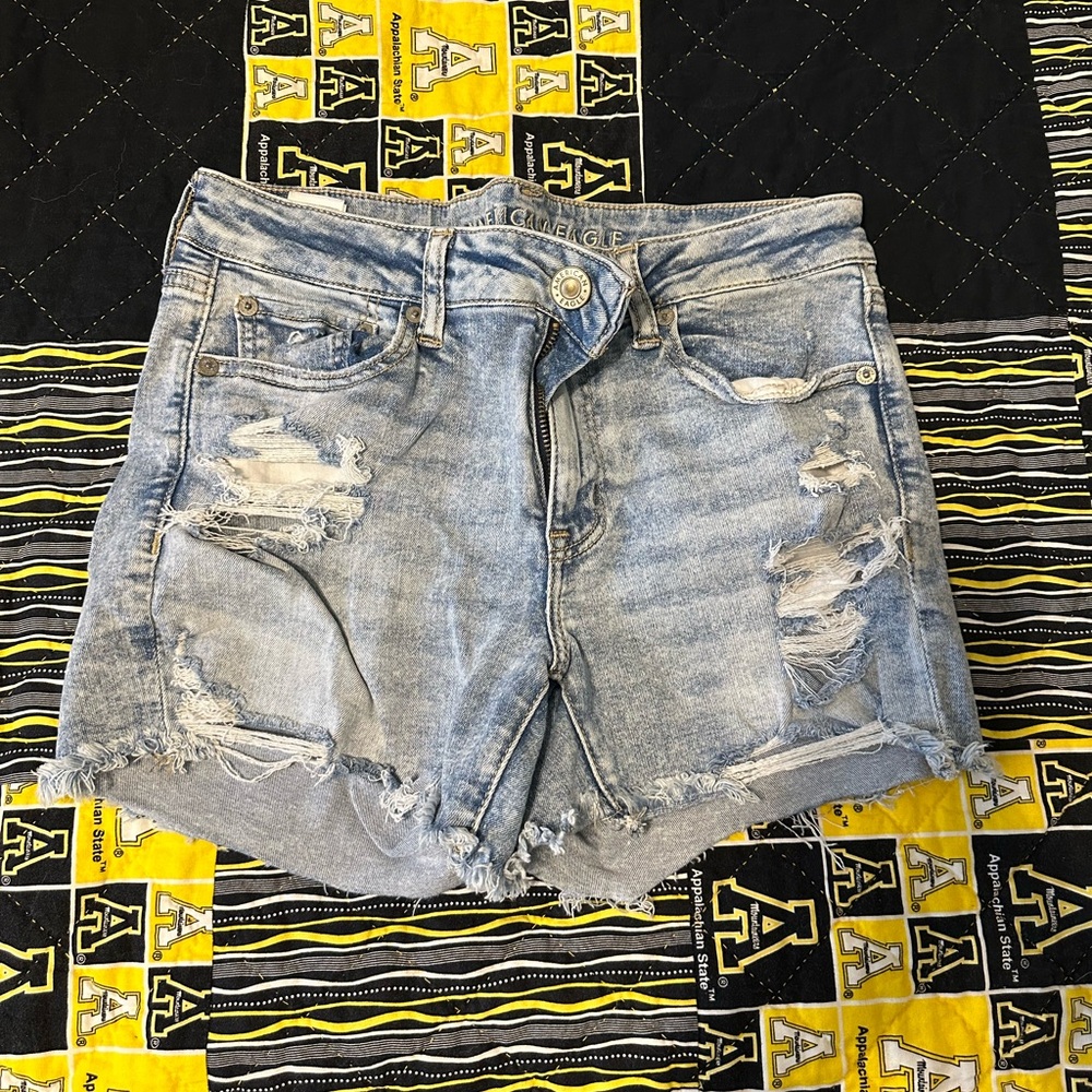 American Eagle Outfitters Light Blue Distressed Jean Shorts